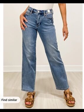 NWT sz 5/27 Judy Blue Wide Leg straight fit Jean mid rise zipper fly